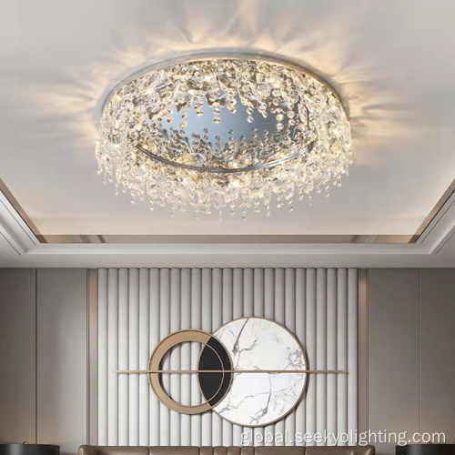China Luxury mirror chassis crystal pendant ceiling lamp Supplier